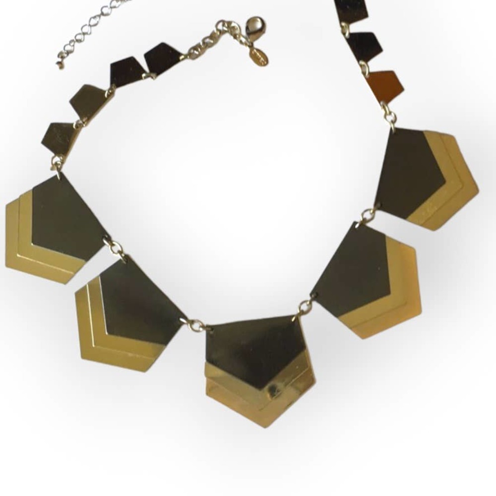 EXPRESS mixed metal tone geometric shape statement necklace